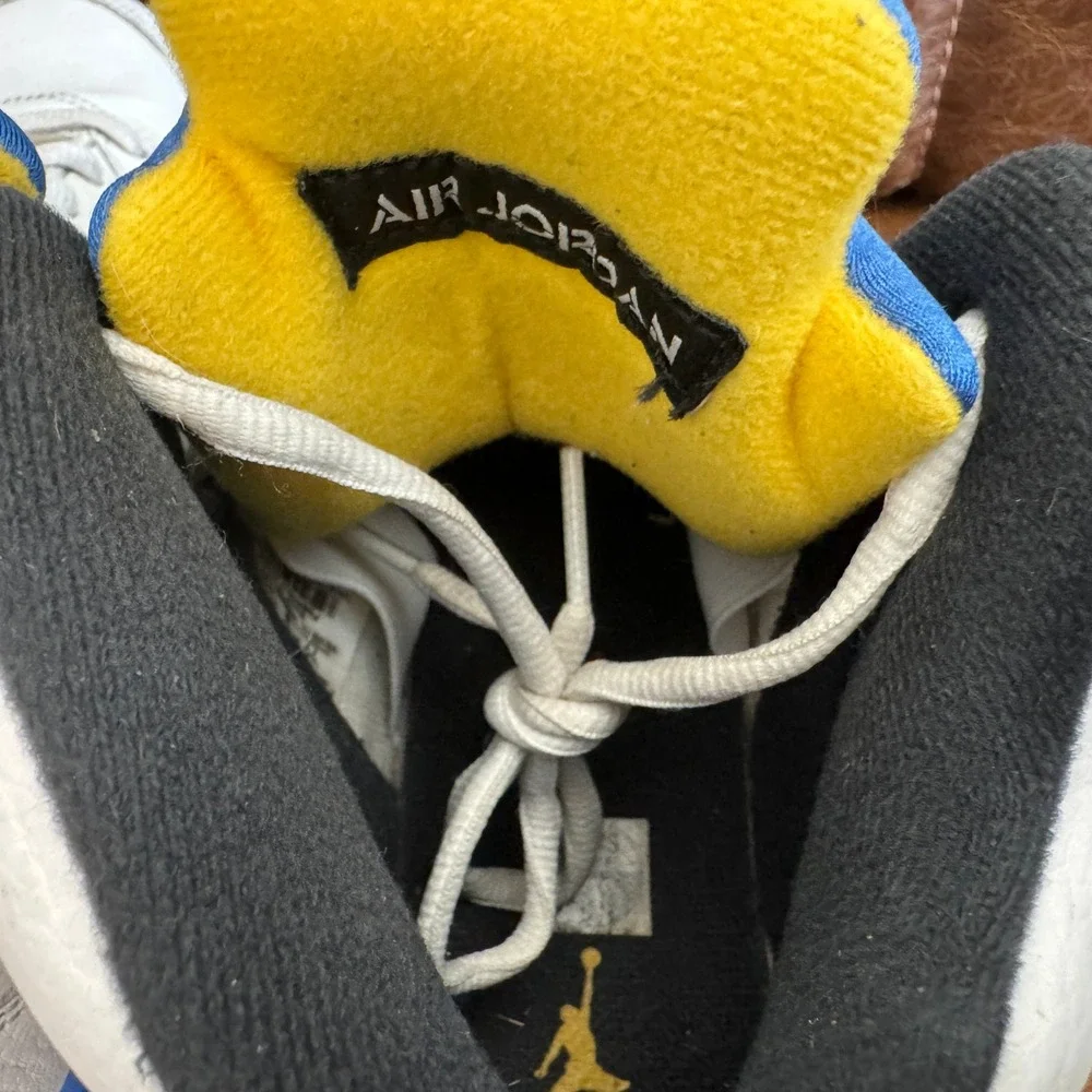 Jordan 5 Retro Laney White Blue Yellow‎ 440888-189 Boys Size 7Y Mens 7 2013